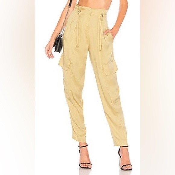 Revolve BCBG Maxazria Paper Bag Pant Pale Khaki Sz XS NWT - Picture 2 of 14